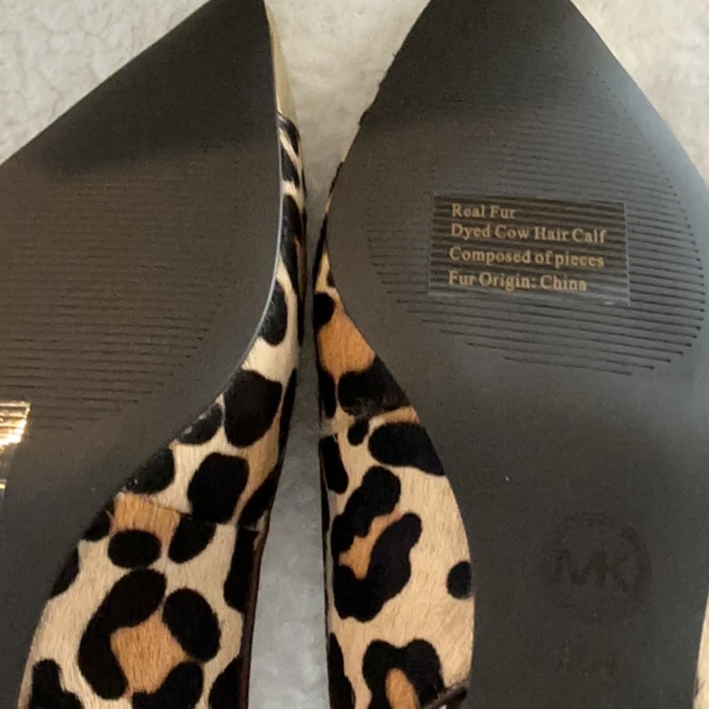 NWOT Michael Kors Leopard Print Calf Hair Kitten Heel Slingbacks - Picture 8 of 9